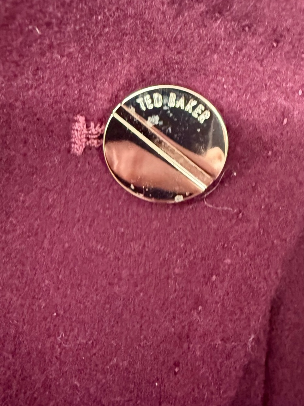 Ted Baker Burgundy Wool/Cashmere coat - Picture 3 of 6
